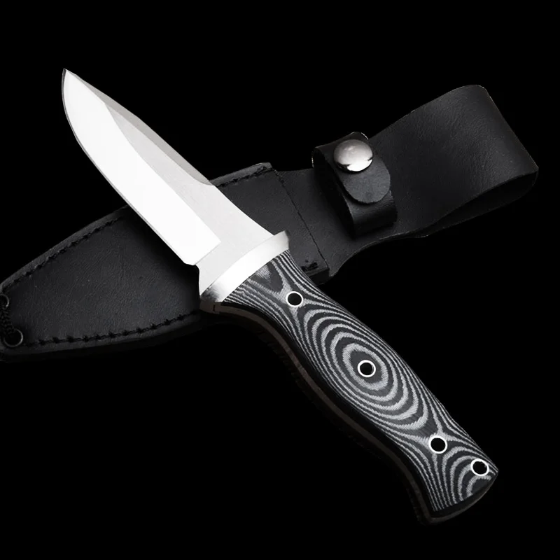 ToughKeng AUS-8 из нержавеющей стали Swordfish фиксированное лезвие Тактический охотничий нож рукоять из микарты с кожаной оболочкой