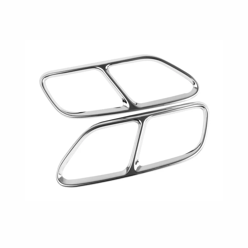 Silver Автомобильный Стайлинг выхлопные трубы декоративная рамка Серебряный хвост горло труба Модифицированная Крышка отделка 2 шт. для Audi A4 B9 - Название цвета: Silver