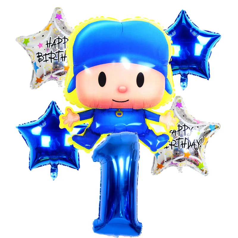 Pocoyo мальчик фольги Воздушные шары 32 дюймов глубокий синий номер 1-й декорации с днем рождения точки дети Душ Мультяшные игрушки для детей globos