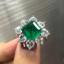 

2021 New 925 Sterling Silver Vintage 10*10mm Created Emerald Lab Diamond Rings for Women Charms Cocktail Party Fine Jewelry Gift