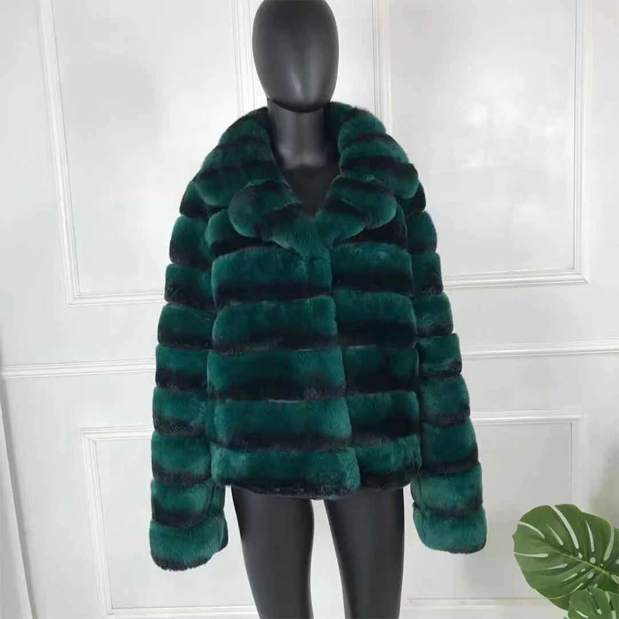 Fur Coat Women Trendy Premium Quality Rex Rabbit Fur Jacket Autumn Winter  Warm Fashion Outwear