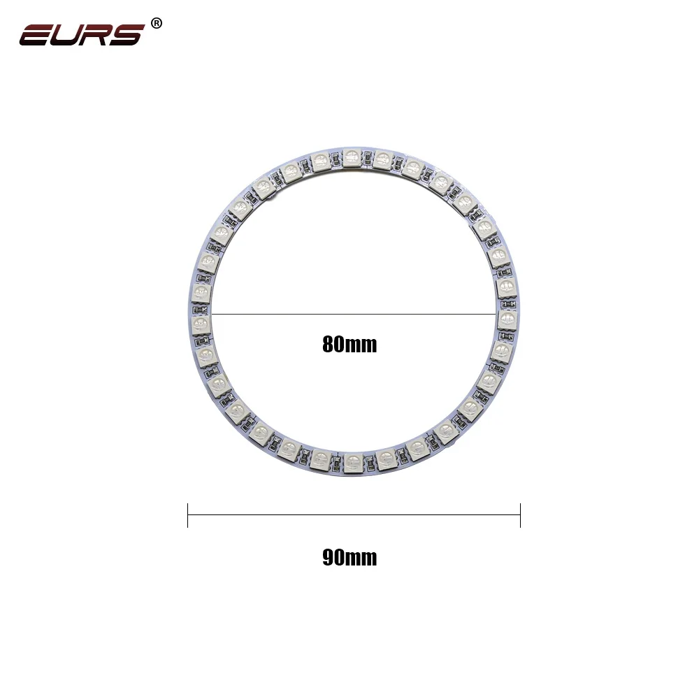 EURS(TM) 2 шт. супер яркий 5050 светодиодный RGB 5 Вт 1000LM 10 V-14 dc-двигатель, напряжение 90 мм с дистанционным управлением лампа угол глаза светильник светодиодный потолочный светильник