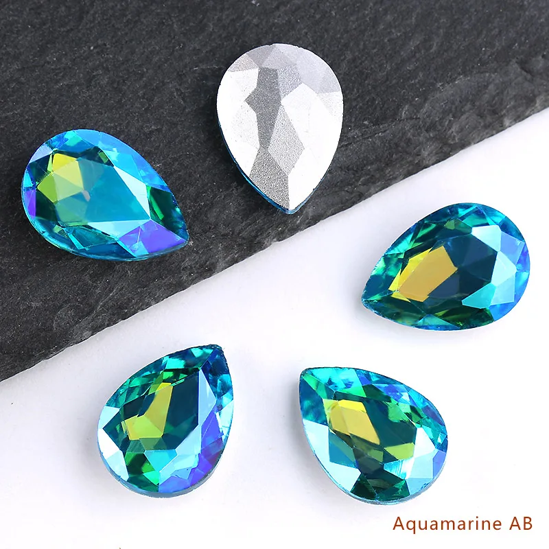 10*14 мм/13*18 мм, форма в виде капли Стекло Хрустальные Бусины DIY аксессуары для платья Костюмы украшения 30 шт./пакет - Цвет: aquamarine AB