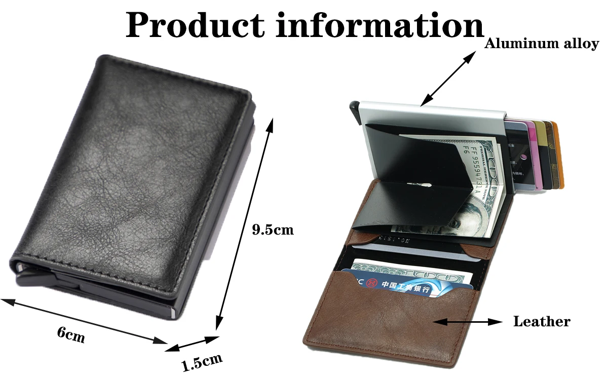 New Men women smart wallet Credit Bank card holder fashion purse Aluminum alloy Business Casual Min 