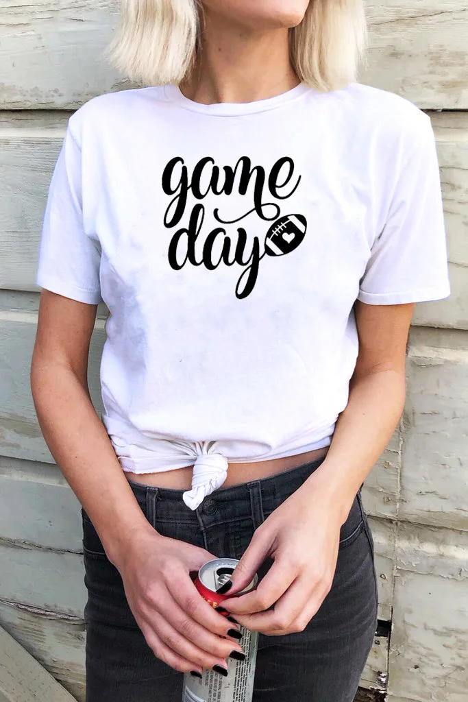 

Game Day Printed New Arrival Women's Summer Funny Casual 100%Cotton T-Shirt Football Shirt Friday Night Lights Shirt