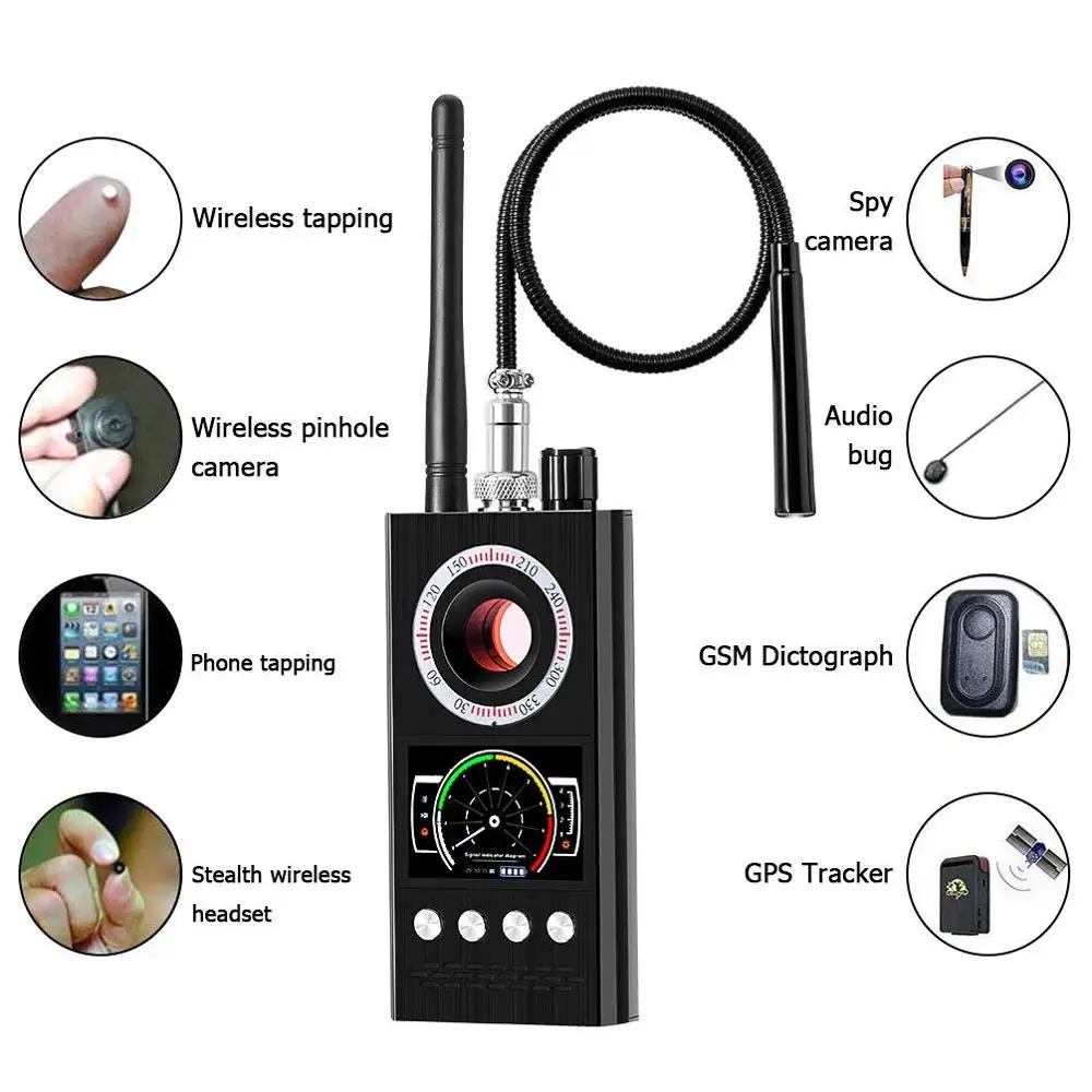 

Spy Devices Anti-wiretap Bug Detector Full Range RF Sound Signal Hidden Camera GPS Tracker GSM Spy Camera Wiretap Detector
