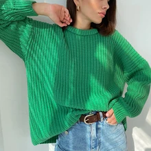 

Autumn Winter Pullover Sweater Women Casual Oversized Sweaters Female Elegant Loose Solid Knitted Tops Outerwear Jumper