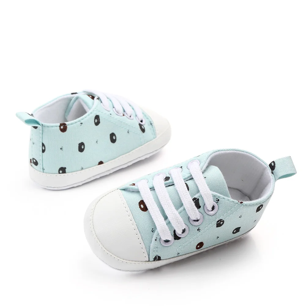 Детские первые ходунки для новорожденных, для маленьких мальчиков и девочек, с принтом медведя, прогулочная обувь, мягкие кроссовки для новорожденных, с защитой от перекрещивания, парусиновая обувь, 0-18 м