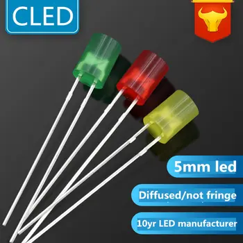 

1000pcs Free shipping 5mm Flat top LEDs Bulb Warm white/Red/Green/Blue/Yellow/White Without fringe LED Lamp LED LIGHTIN diode