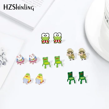 

2020 Cartoon Froggy Chairs Pattern Shrinky Dinks Earrings Acrylic Earrings Frog Resin Epoxy Earrings