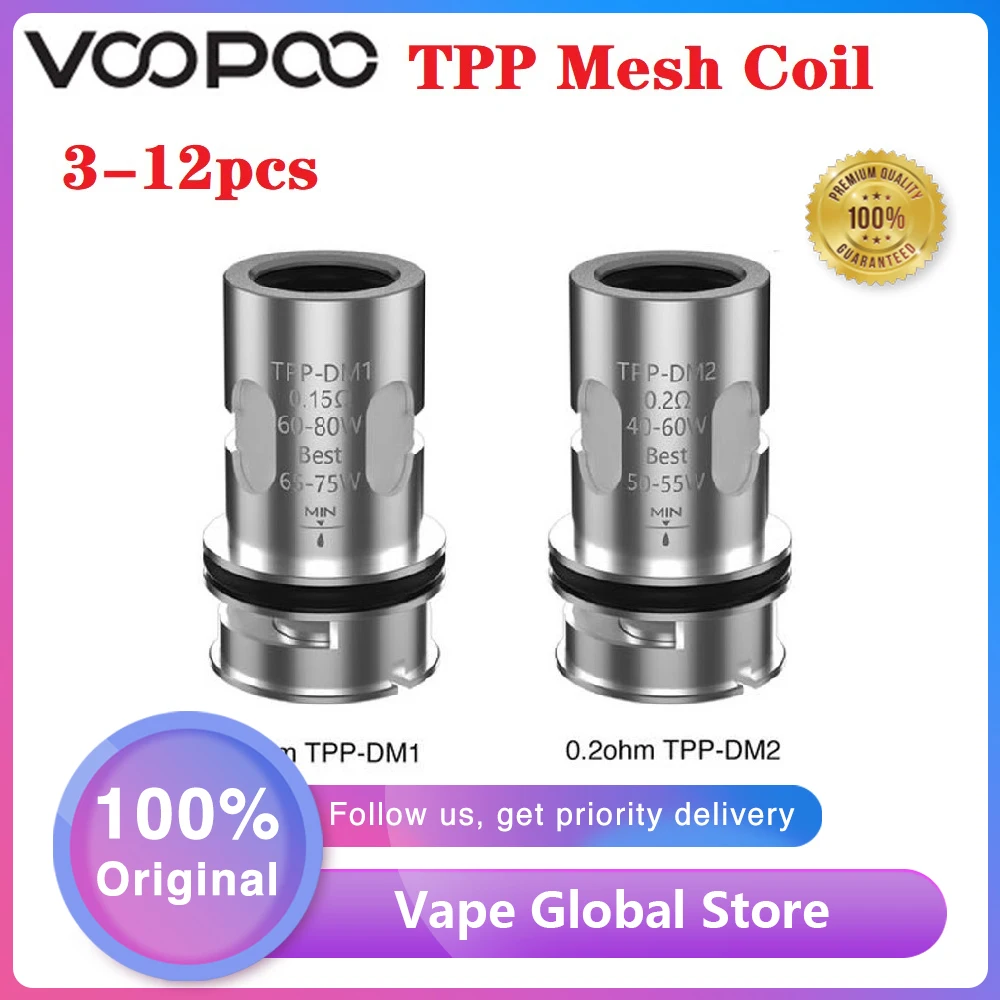 3-12pcs Original VOOPOO TPP Mesh Coil 0.15 / 0.2ohm for DRAG X Plus Kit 3 Pod Tank E-cigarette Vape Accessories | Электроника