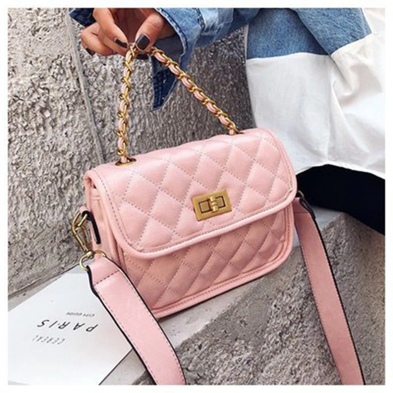 

Shoulder bags for women 2019 Lingge Metal lock PU leather Women's Designer Handbag High capacity Chain travel Messenger bags