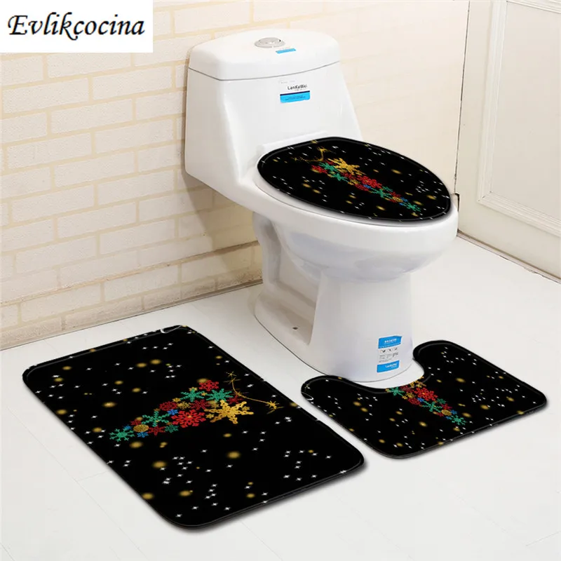 Free Shipping 3Pcs/set Color Natal Tree Bathroom Carpet Set Dywaniki Lazienkow Bath Mats Rug Tapete Banheiro Tapis Salle De Bain