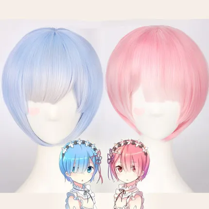 Парик для косплея REM или RAM сформированный цветной парик Re: zero Start Life In other World