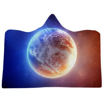 

Suede Polyester Printed Hooded Blanket Super Soft Wearable Blanket Throw Wrap Cloak Cape