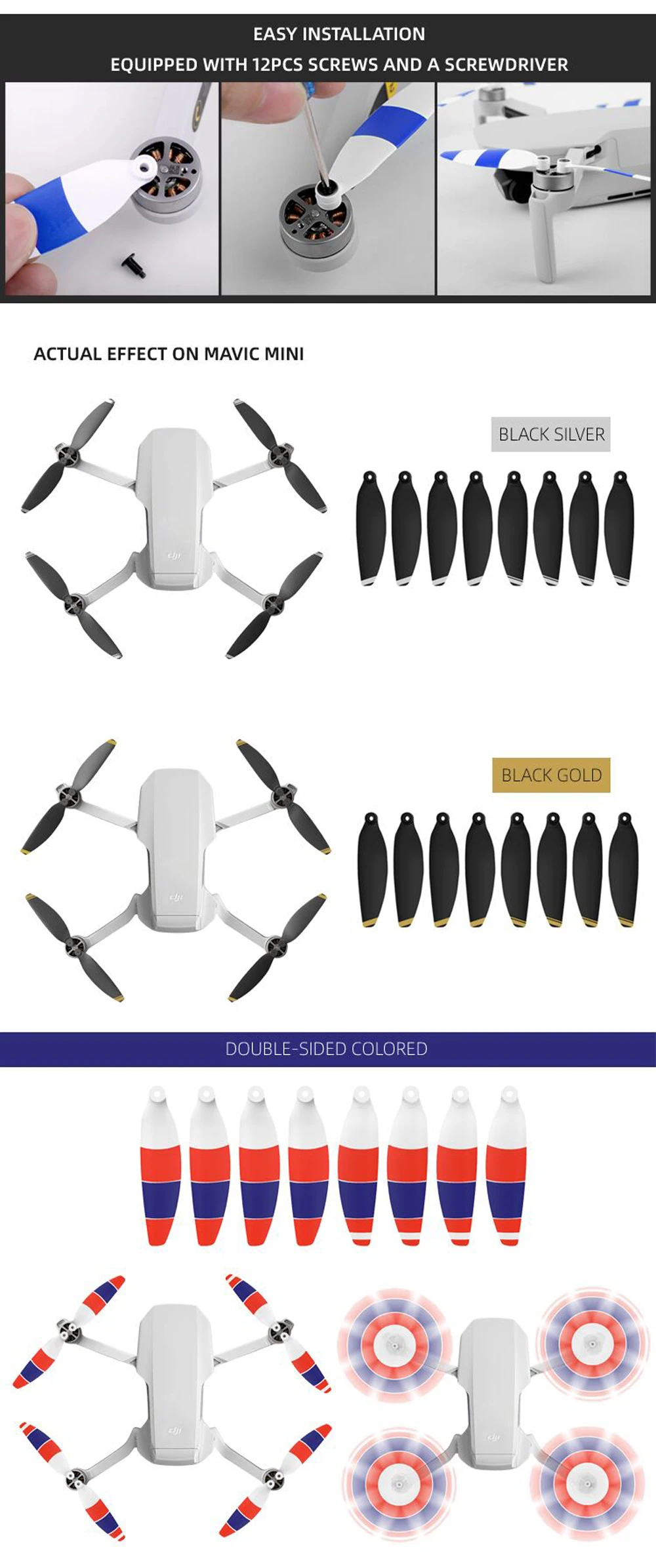 8 шт. пропеллеры для DJI Mavic MINI легкие пропеллеры 4726F складные низкие шумовые аксессуары для Mavic Mini Drone аксессуары