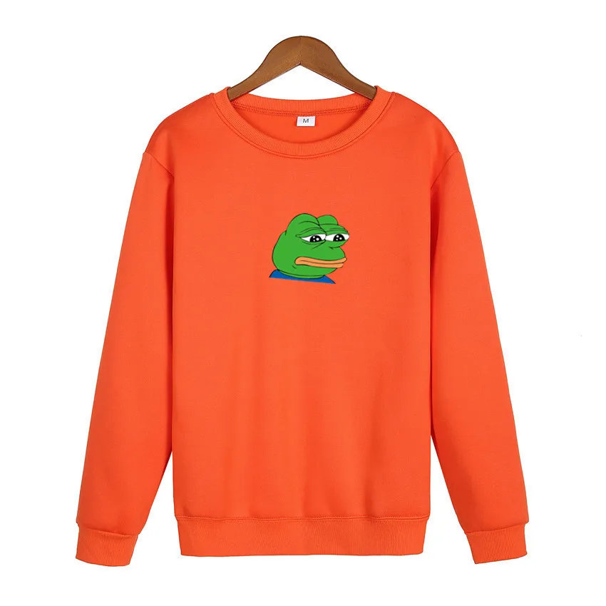 O-Neck Hoodie Sad Frog Print Mens Fashion Brand Sweatshirt Men Women Hoodie Pullover New Autumn Hip Hop Streetwear hoody