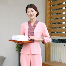 Спецодежда для спа, китайский стиль, Комбинезоны для женщин, массажная сауна, Рабочая форма, наборы, Женский больничный оздоровительный клуб, костюм для красоты