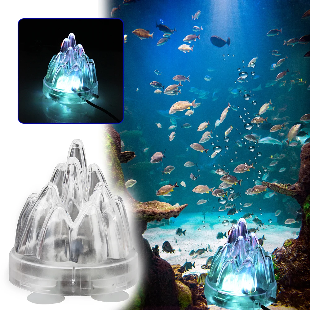Aquarium Decorations Aquarium Volcano Air Pump Underwater LED Colorful