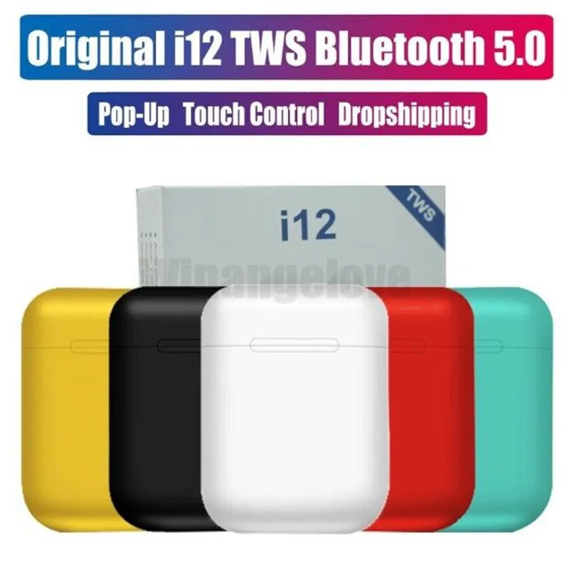 200 шт Красочные I12 TWS Bluetooth 5,0 наушники TWS беспроводные наушники TWS стерео наушники PK для i10 i20 TWS