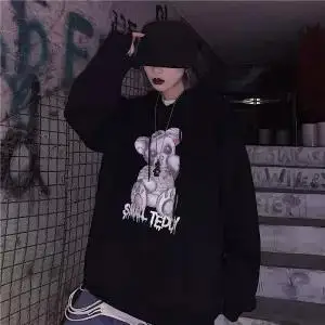 3 Зимние модные толстовки с принтом плюшевого мишки в стиле Харадзюку, Женская толстовка, пальто, свободный осенний пуловер, женская одежда, Женская толстовка с капюшоном в стиле панк - Цвет: 3