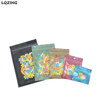 

100pc Candy Color Resealable Zip Lock Bags Cosmetic Aluminium Foil Bag For Party Food Storage Nuts Candy Cookies Ziplock Bags