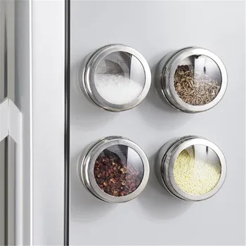 

Spice Jar Magnetic Pepper Seasoning Sugger Salt Storage Box Stainless Steel BBQ Tool