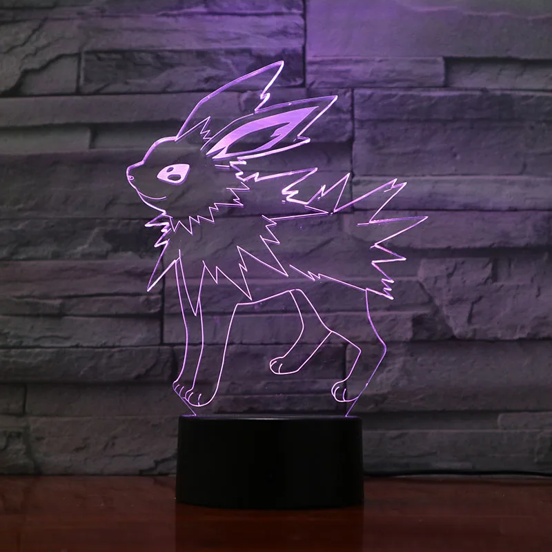 Jolteon Pokemon Go Umbreon рисунок детский ночной Светильник СВЕТОДИОДНЫЙ гостиная декоративная лампа Прямая поставка праздничный подарок 3D лампа Eevee family - Испускаемый цвет: Jolteon