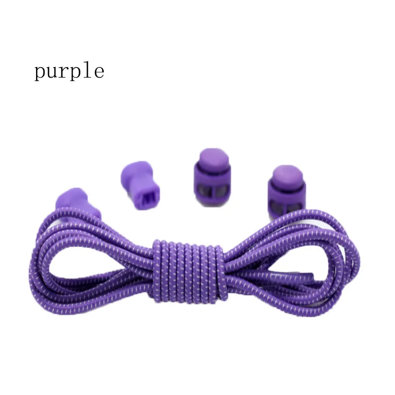 purple 2 пары 20 цветов эластичные круглые пряжки для детей и взрослых ленивый резиновый шнурок - Цвет: purple