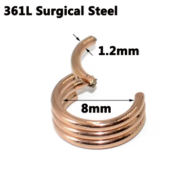 1 шт. G23 титановый/стальной шарнирный сегмент кольцо для носа кликер шпилька для уха Спираль пирсинг губ унисекс Мода Jewelry16g - Окраска металла: Rose Gold