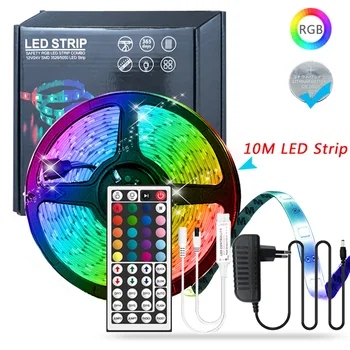 

5M 10M 15M Led Strip Light 5050 RGB 2835 DC12V 20M Non-waterproof Led Tape Flexible Lighting Ribbon with Power Adapter EU US