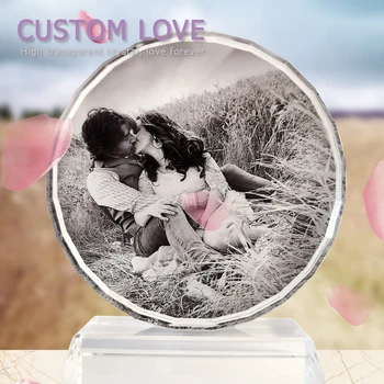 

Personalized Customized Photo Crystal Frame Figurines For Birthday DIY Album Souvenirs Home Decor Customized Glass Wedding Gift