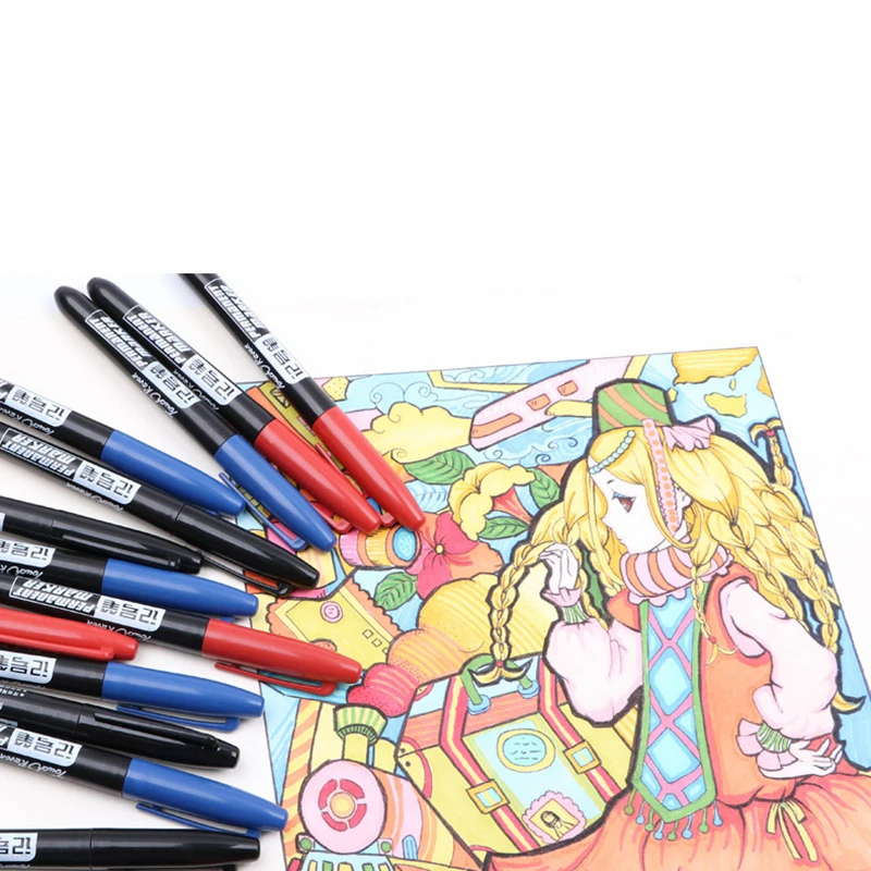 10 Pcs/set Permanent Marker Waterproof Marker Pen Medium Point 1.5mm Pen Black Blue Red Ink Art Supplies permanent marker pen marker pens permanent marker permanent markers markers pen art markers art marker pen
