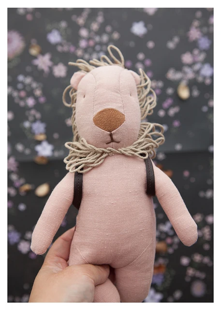 Handmade Cotton Lion Softt Toys Anti -allergy Baby Stuffed Animal Toy Baby Shower GIft Ginger Lion Fabric Sewing Doll