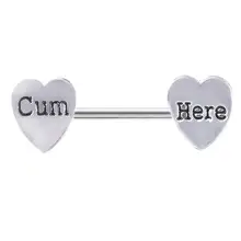 1Pc Cum Here Letter Heart Nipple Ring Lady Stainless Steel Body Piercing Jewelry Stainless Steel Hypoallergenic Sexy puncture