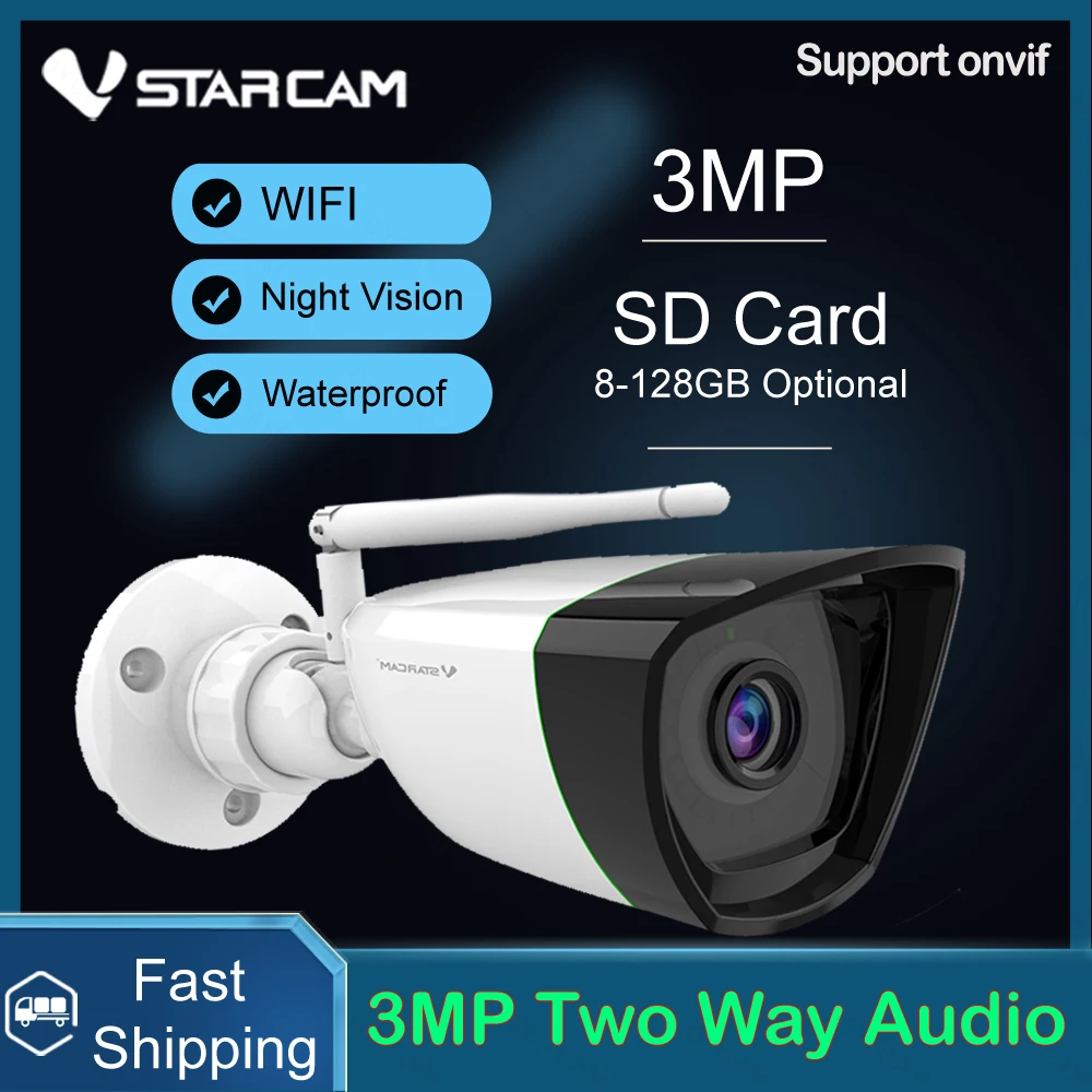 Vstarcam 3MP IP Camera Outdoor Bullet Wifi AI Humanoid Detect IP66 Waterproof IR Night Audio Reception CCTV | Безопасность и