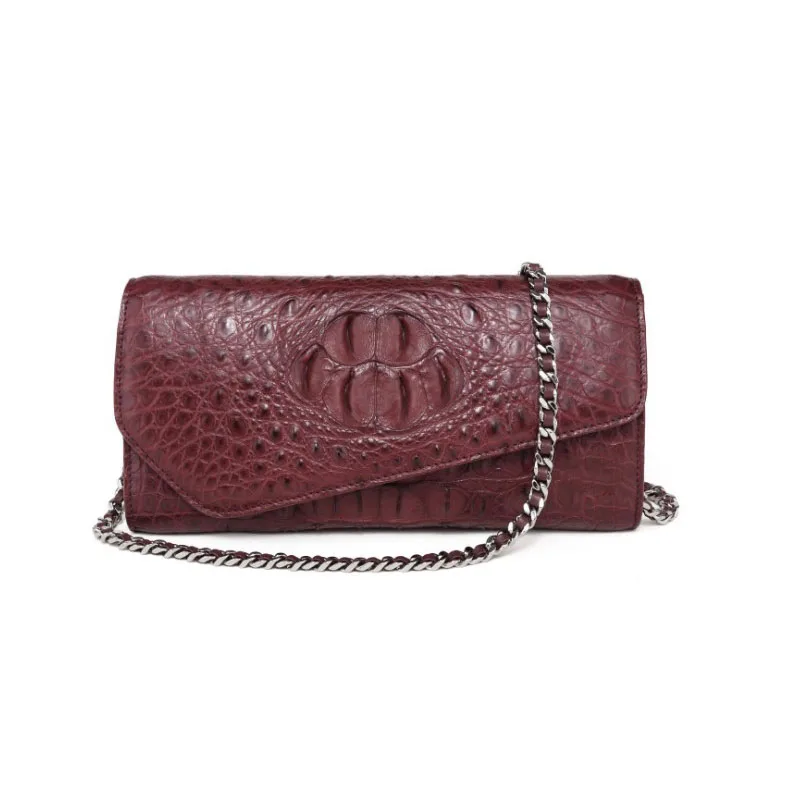 

hongzhiyan Spot new casual leather bag solid color small square bag one shoulder bag cross bag crocodile women chain bag