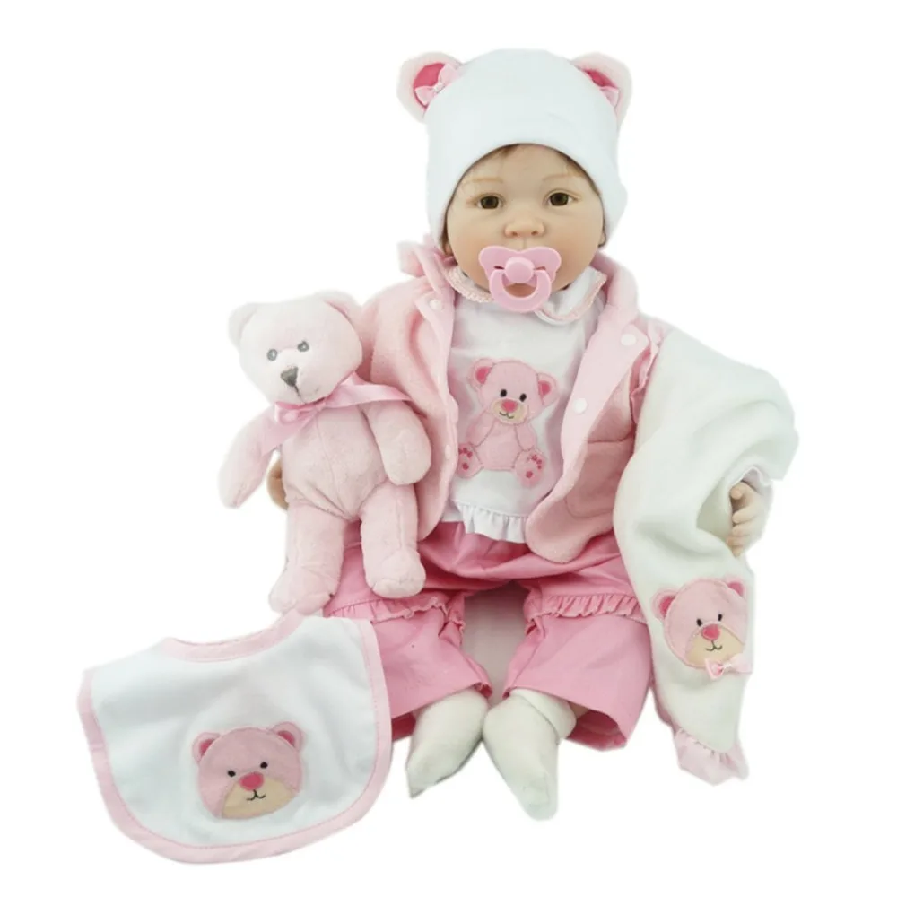 55 см Reborn Baby Doll тканевый корпус с плюшевым мишкой детский силиконовый babydoll Playmate подарок для девочек детские игрушки Bebe Reborn