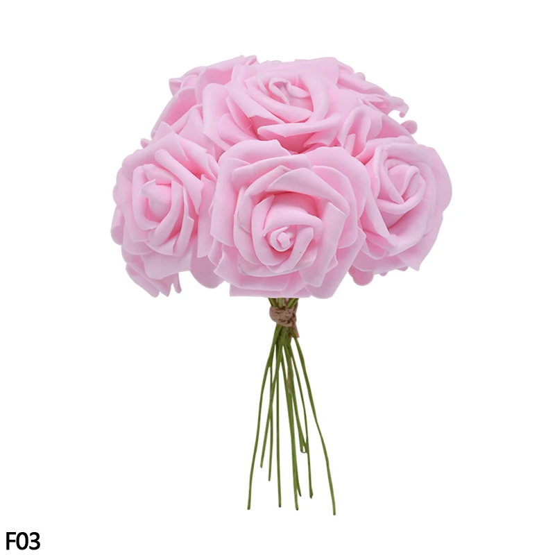24 шт 7 см Искусственный цветок розы Букет полиэтиленовый пены розы искусственные цветы для свадьбы свадебный букет День рождения деко DIY ВЕНОК расходные материалы - Цвет: F03