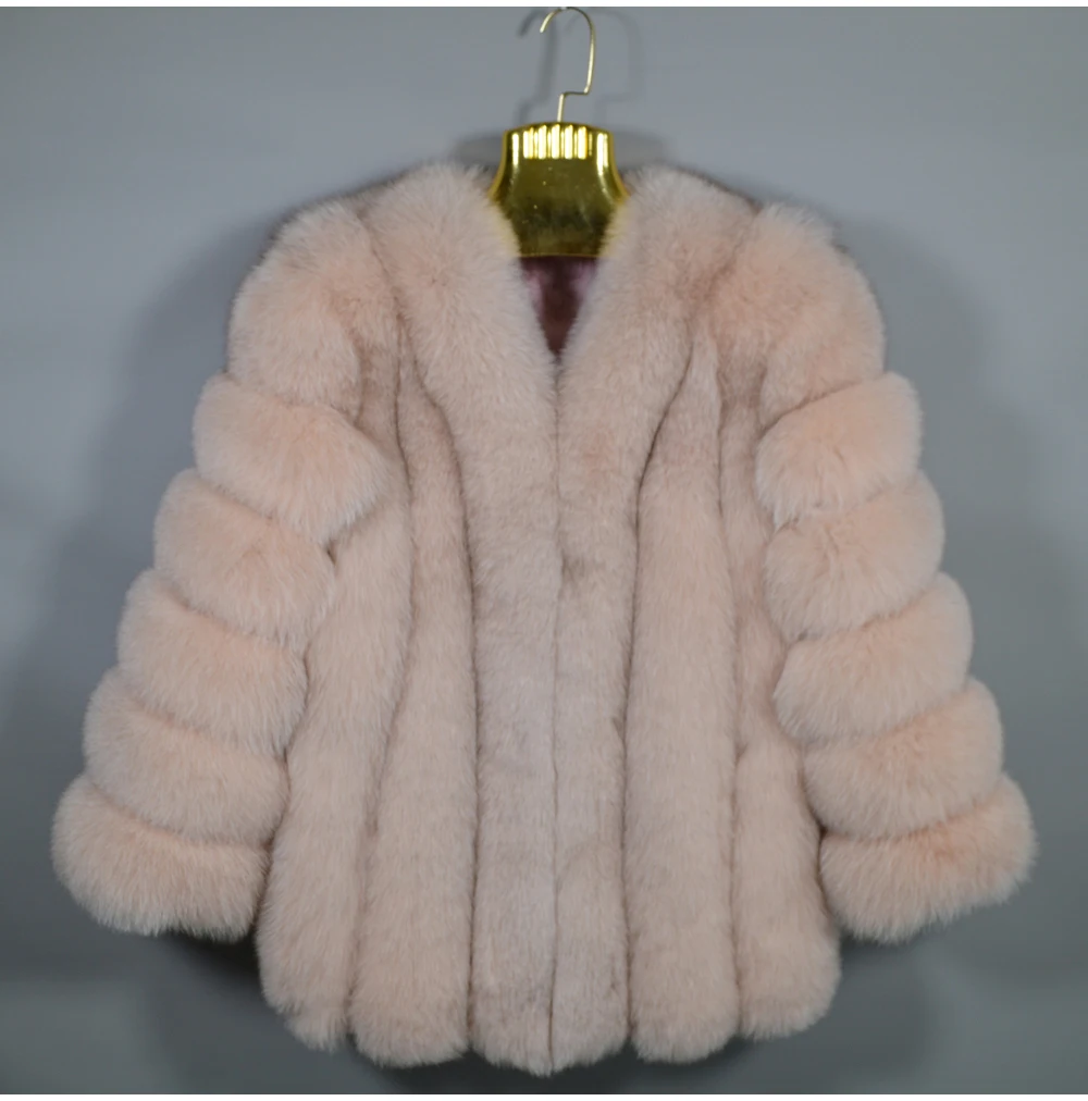 Женская брендовая шуба из натурального Лисьего меха высокого качества, зимняя куртка с длинными рукавами из натурального Лисьего меха, Роскошная Шуба из натурального Лисьего меха для девочек