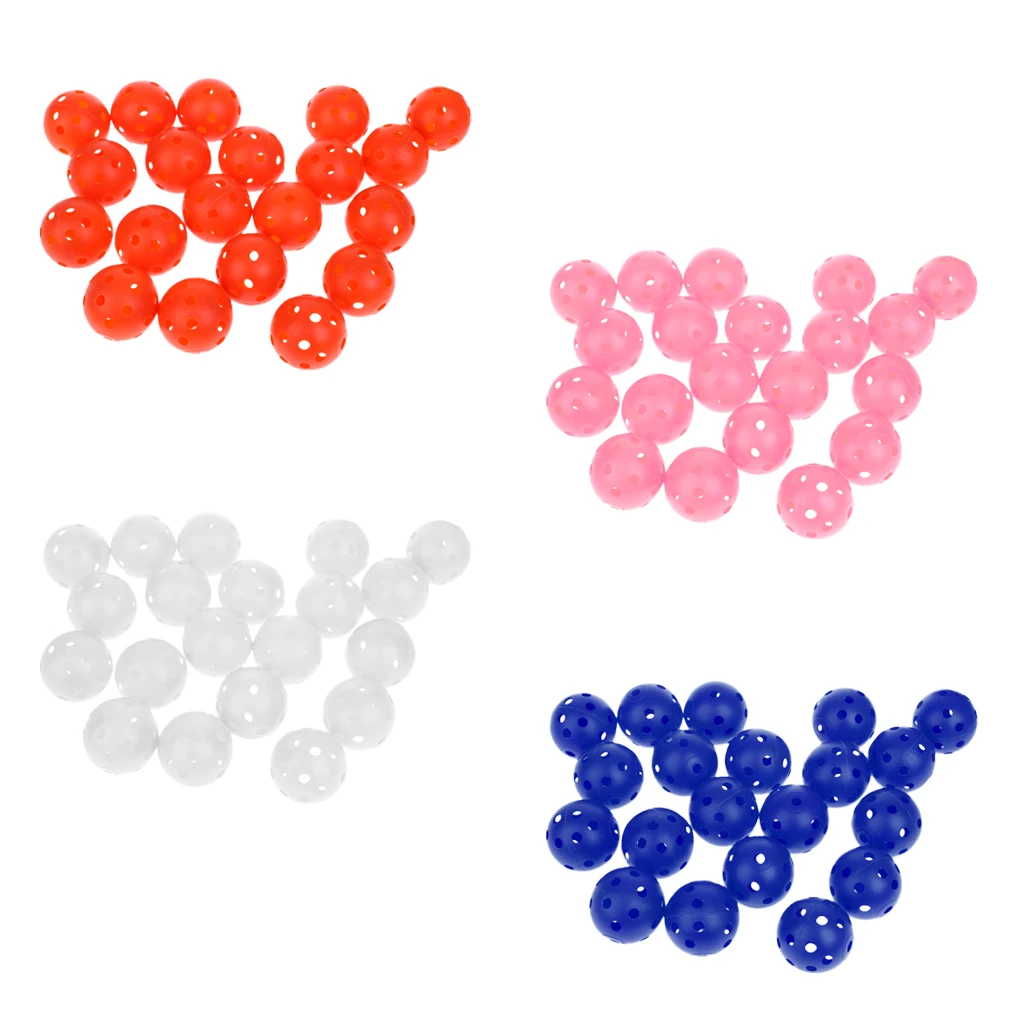 20 Pieces Plastic Training Golf Balls Portable Perforated Practice Tennis Ball