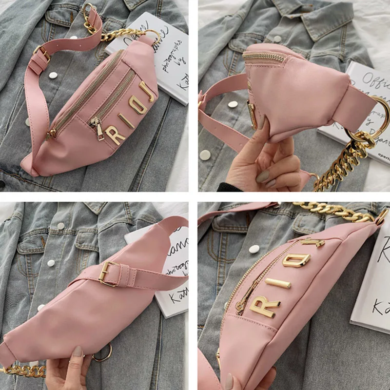 Женская поясная сумка модная с буквенным принтом из искусственной кожи женские