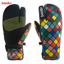 Boodun Women Winter Waterproof Ski Gloves Snowboard Glove Adult Windproof Skiing Sport Non-Slip Gloves Snow Cotton Warm Mittens