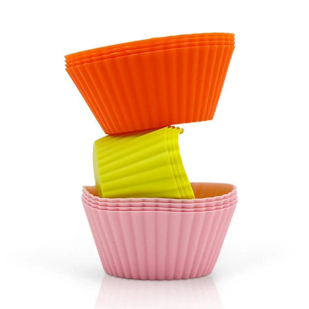 12Pcs Baking Cup Mold No Odor Eco-friendly Solid Color Easy to Clean Silicone Greaseproof Muffin Cake Kitchen Tool | Дом и сад