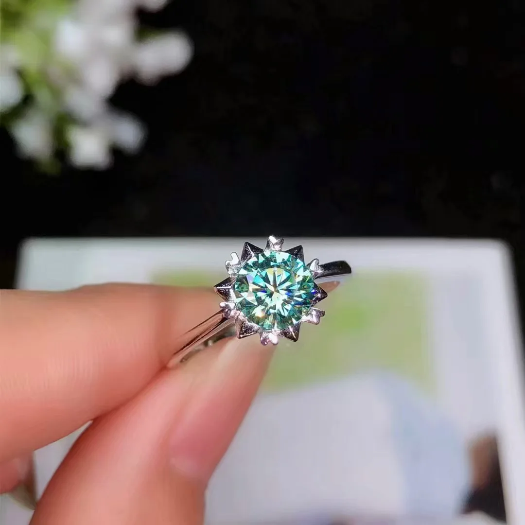 BOEYCJR 925 серебро 1ct/2ct синий Муассанит VVS обручальное свадебное кольцо с бриллиантом с национальным сертификатом для женщин