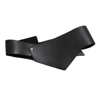

Pu Leather Brief Personality Irregular Design Wide Belt Women Fashion Tide All-Match