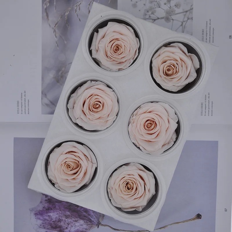 6pcs/box Flowers Rose 5-6CM Preserved Eternal Roses Box Christmas Valentine's Gifts Forever Everlasting Rose Flowers - Цвет: 30