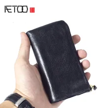 Минималистичная сумка для ключей из AETOO кожи, кожаный мини-кошелек ручной работы, сумка для карт, одноцветная сумка для мужчин и женщин