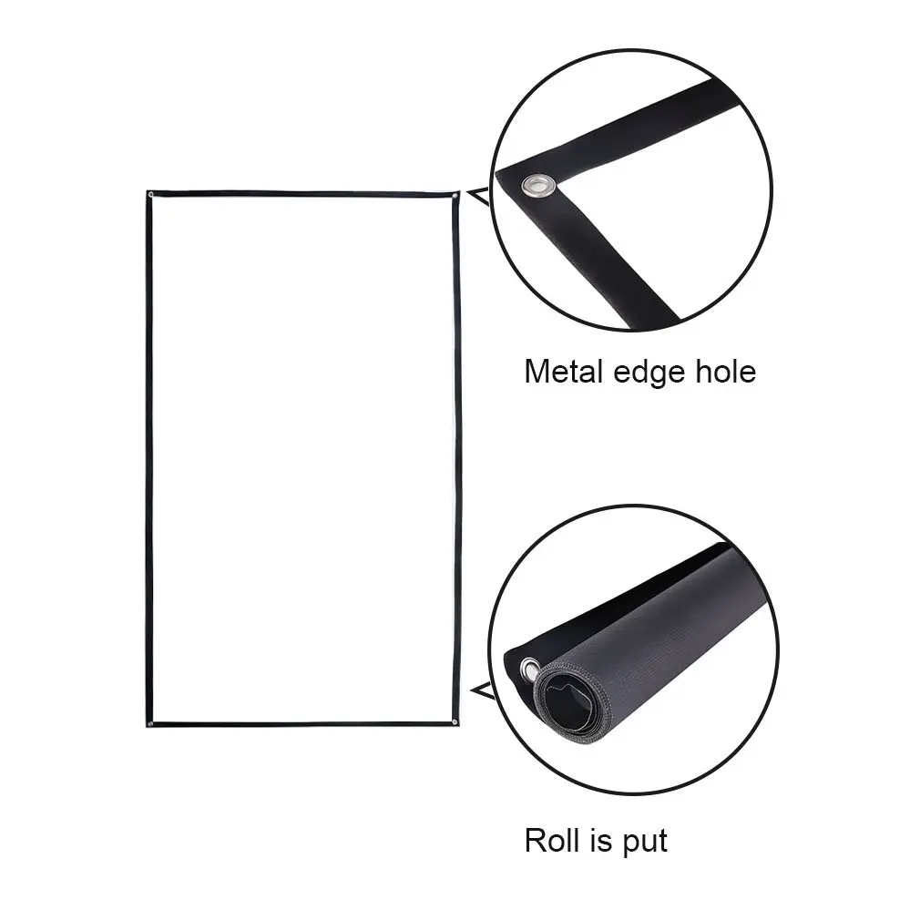 72 дюймов 16:9 Портативный белый проектор экран ткань материал сложенный проекционный экран высокой четкости штора горячая распродажа