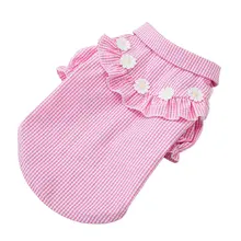 Тонкая секция Маленькая ромашка клетчатая рубашка одежда для собак Тедди летняя тонкая секция Одежда для маленьких собак рубашка